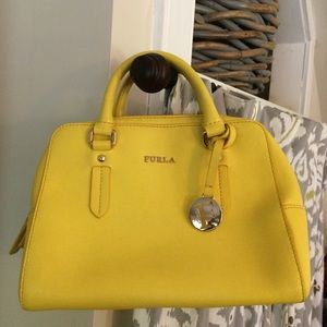 Furla Elena Mini Satchel in Bright Yellow
